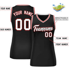 Custom Black White-Red Classic Tops Mesh Basketball Jersey for Women
