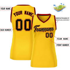 Custom Yellow Black-Red Classic Tops Mesh Basketball Jersey for Women