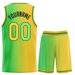 Custom Neon Green Yellow Gradient Fashion Sets Basketball Jersey