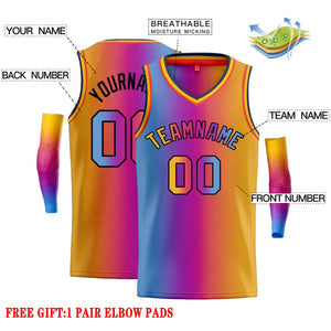 Custom Blue Orange-Black Gradient Fashion Tops Basketball Jersey