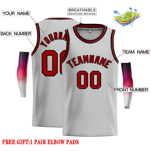 Custom Gray Maroon-Black Classic Tops Casual Basketball Jersey