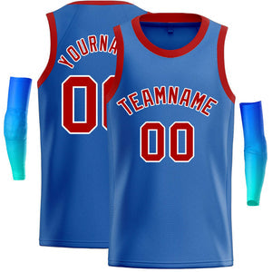 Custom Blue Red-White Classic Tops Casual Basketball Jersey