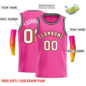 Custom Pink White-Orange Classic Tops Casual Basketball Jersey