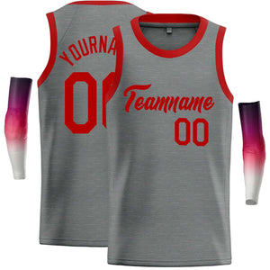 Custom Dark Gray Red Classic Tops Casual Basketball Jersey