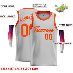 Custom Gray Orange Classic Tops Casual Basketball Jersey