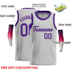 Custom Gray Purple Classic Tops Casual Basketball Jersey