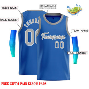Custom Blue Gray-White Classic Tops Casual Basketball Jersey