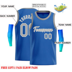 Custom Blue Gray-White Classic Tops Casual Basketball Jersey