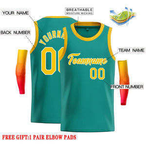 Custom Teal Yellow-White Classic Tops Casual Basketball Jersey