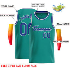 Custom Teal Royal-White Classic Tops Casual Basketball Jersey