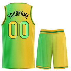 Custom Yellow Green-Black Gradient Fashion Sets Sports Uniform Basketball Jersey
