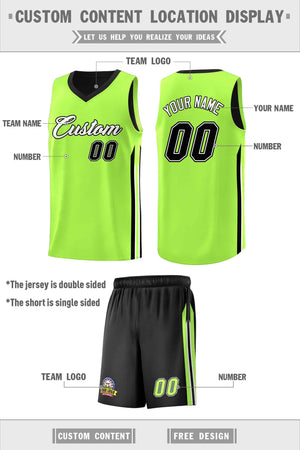 Custom Black Neon Green Double Side Sets Men Basketball Jersey