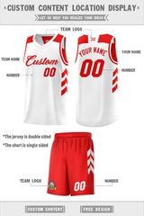 Custom White Red Double Side Sets Men Basketball Jersey