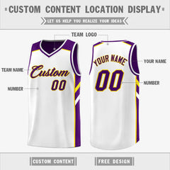 Custom Purple White-Yellow Double Side Tops Casual Basketball Jersey