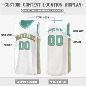Custom Light Green White Khaki Double Side Tops Basketball Jersey
