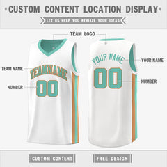 Custom Light Green White Khaki Double Side Tops Basketball Jersey