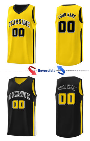 Custom Black Yellow Double Side Tops Training Fashion Basketball Jersey