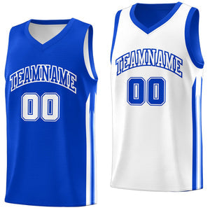 Custom Royal White Double Side Tops Sport Basketball Jersey