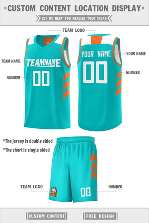 Custom Aqua White Double Side Sets Men Basketball Jersey