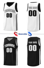 Custom Black White Double Side Tops Training Basketball Jersey
