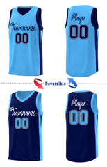 Custom Navy Blue Double Side Tops Basketball Jersey