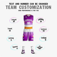 Custom Purple Yellow-White Double Side Sets Sportswear Basketball Jersey