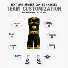 Custom Black Yellow Double Side Sets Sportswear Basketball Jersey
