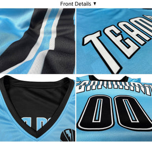 Custom Black Blue Double Side Tops Basketball Jersey