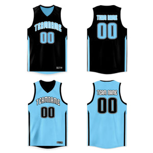 Custom Black Blue Double Side Tops Basketball Jersey