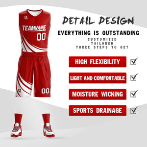Custom Red White Double Side Sets Design Sportswear Basketball Jersey