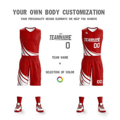 Custom Red White Double Side Sets Design Sportswear Basketball Jersey