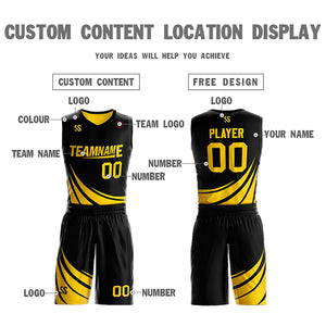 Custom Black Yellow Double Side Sets Design Sportswear Basketball Jersey