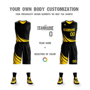 Custom Black Yellow Double Side Sets Design Sportswear Basketball Jersey