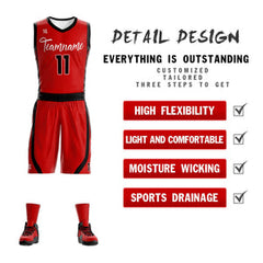 Custom Athletic Basketball Jersey Reversible Team Sets Uniforms Sportwear