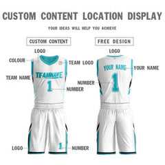 Custom White Teal Double Side Sets Design Sportswear Basketball Jersey