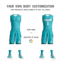 Custom Teal White Double Side Sets Design Sportswear Basketball Jersey