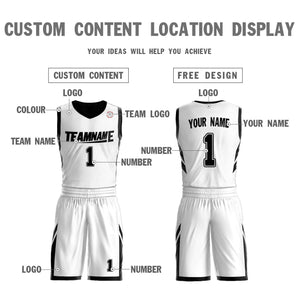 Custom White Black Double Side Sets Design Sportswear Basketball Jersey