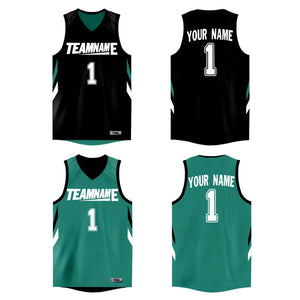 Custom Black Teal  Double Side Tops Athletic Basketball Jersey