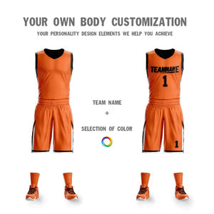 Custom Orange Black Double Side Sets Design Sportswear Basketball Jersey