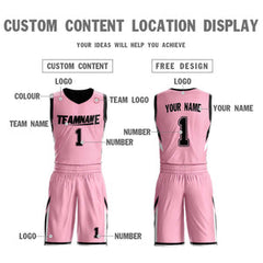 Custom Pink Black Double Side Sets Sportswear Basketball Jersey