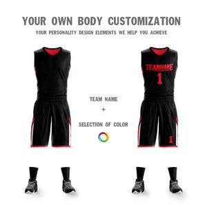 Custom Black Red Double Side Sets Design Sportswear Basketball Jersey