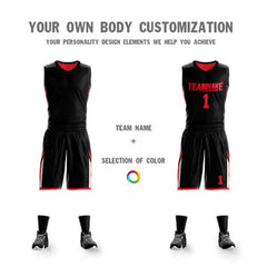 Custom Black Red Double Side Sets Design Sportswear Basketball Jersey