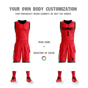 Custom Red Black Double Side Sets Design Sportswear Basketball Jersey