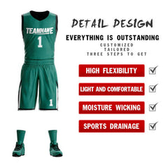 Custom Green Black Double Side Sets Design Sportswear Basketball Jersey
