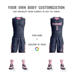Custom Dark Gray Pink Double Side Sets Design Sportswear Basketball Jersey