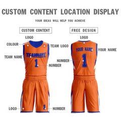 Custom Orange Royal Double Side Sets Design Sportswear Basketball Jersey