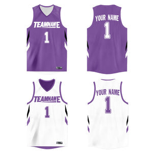 Custom Purple White  Double Side Tops Athletic Basketball Jersey