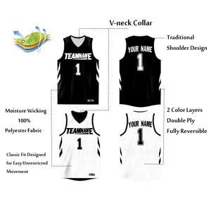 Custom Reversible Mesh Personalized Basketball Jersey V-Neck Double Side Uniforms
