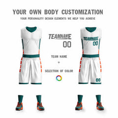 Custom White Green-Orange Double Side Sets Sportswear Basketball Jersey