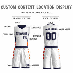 Custom White Navy Double Side Sets Design Sportswear Basketball Jersey
